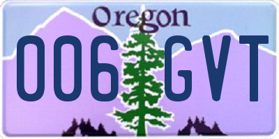 OR license plate 006GVT