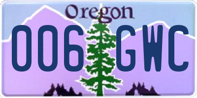 OR license plate 006GWC