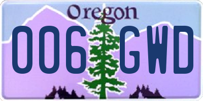 OR license plate 006GWD