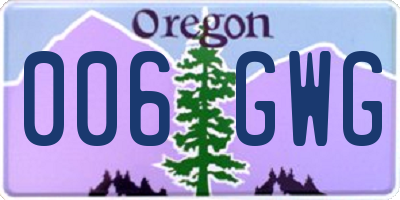 OR license plate 006GWG
