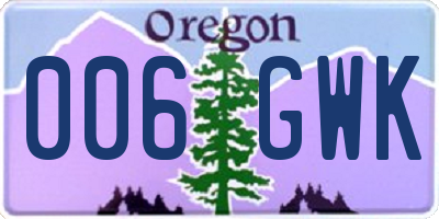 OR license plate 006GWK