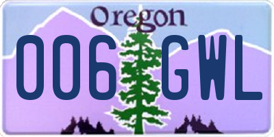 OR license plate 006GWL