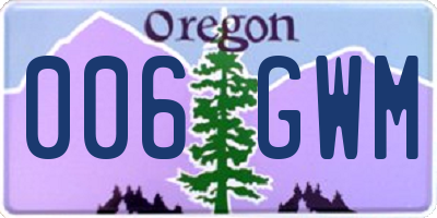 OR license plate 006GWM