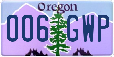 OR license plate 006GWP