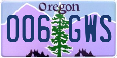 OR license plate 006GWS