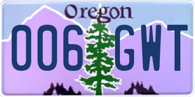 OR license plate 006GWT