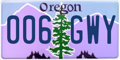 OR license plate 006GWY