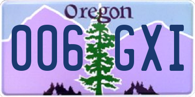 OR license plate 006GXI