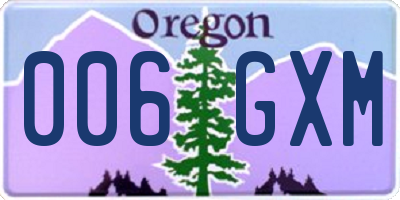OR license plate 006GXM