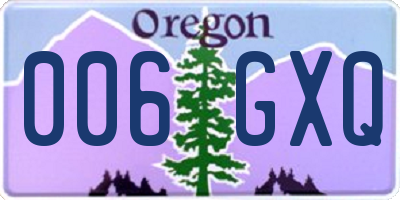 OR license plate 006GXQ