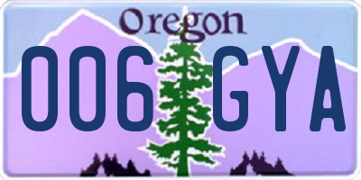 OR license plate 006GYA