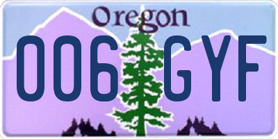 OR license plate 006GYF