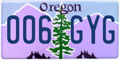 OR license plate 006GYG