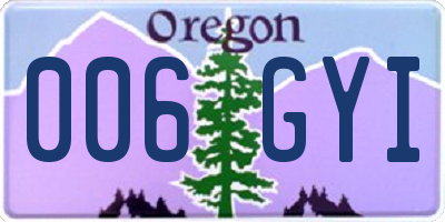 OR license plate 006GYI