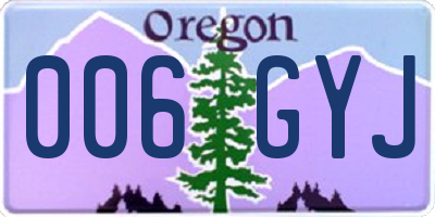 OR license plate 006GYJ