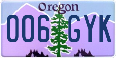 OR license plate 006GYK