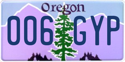 OR license plate 006GYP
