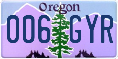 OR license plate 006GYR