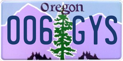 OR license plate 006GYS