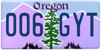 OR license plate 006GYT