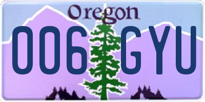 OR license plate 006GYU