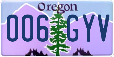 OR license plate 006GYV