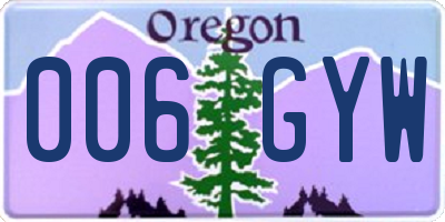 OR license plate 006GYW