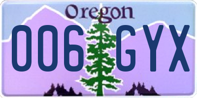 OR license plate 006GYX