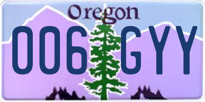 OR license plate 006GYY