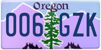OR license plate 006GZK