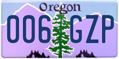 OR license plate 006GZP