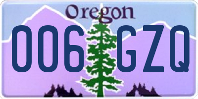 OR license plate 006GZQ