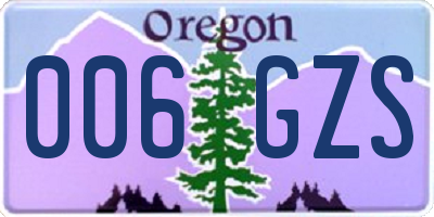 OR license plate 006GZS