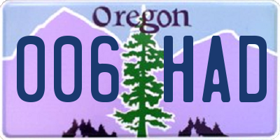 OR license plate 006HAD