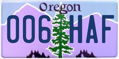OR license plate 006HAF