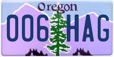 OR license plate 006HAG