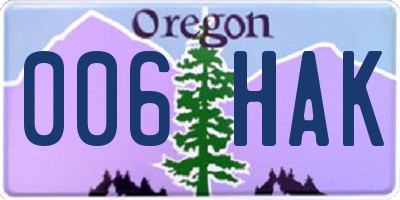 OR license plate 006HAK