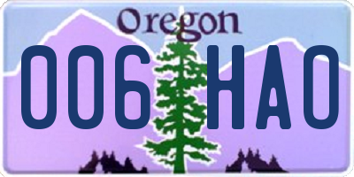 OR license plate 006HAO