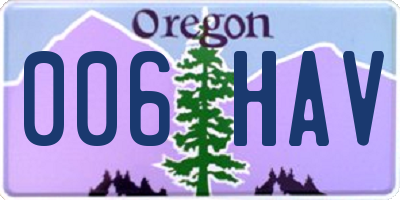 OR license plate 006HAV