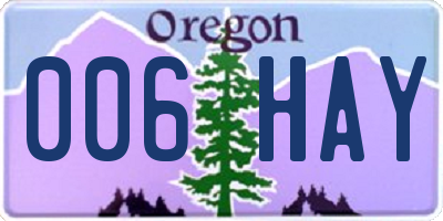 OR license plate 006HAY
