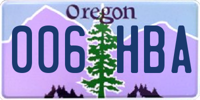 OR license plate 006HBA