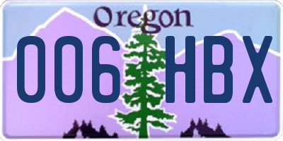 OR license plate 006HBX
