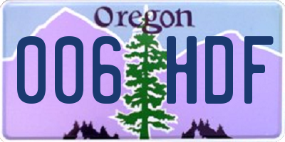 OR license plate 006HDF