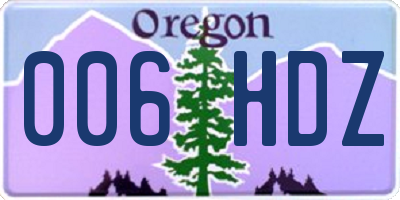 OR license plate 006HDZ