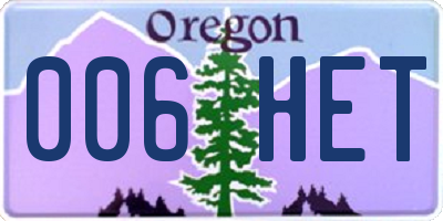 OR license plate 006HET