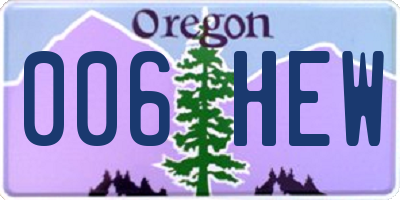 OR license plate 006HEW