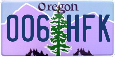 OR license plate 006HFK