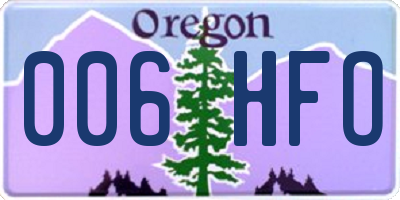 OR license plate 006HFO