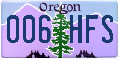 OR license plate 006HFS