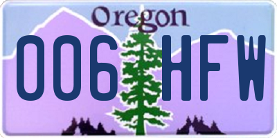 OR license plate 006HFW